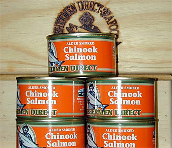 Hardwood Smoked Canned Chinook Salmon from Fishermen Direct