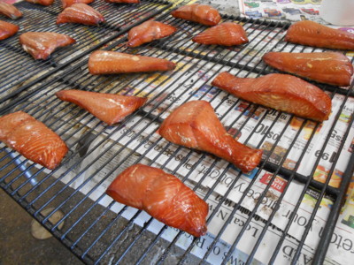 Smoked Salmon on rack at Fishermen Direct Seafoods
